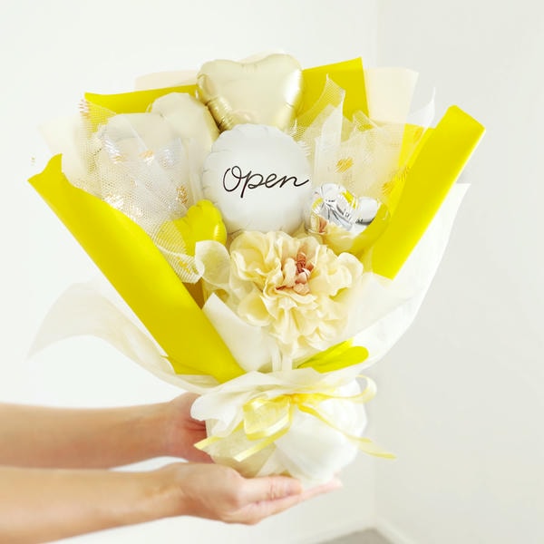 バルーンアレンジ「バルーンドレス」(イエロー)「Open」【花】【年間ギフト】　商品画像1