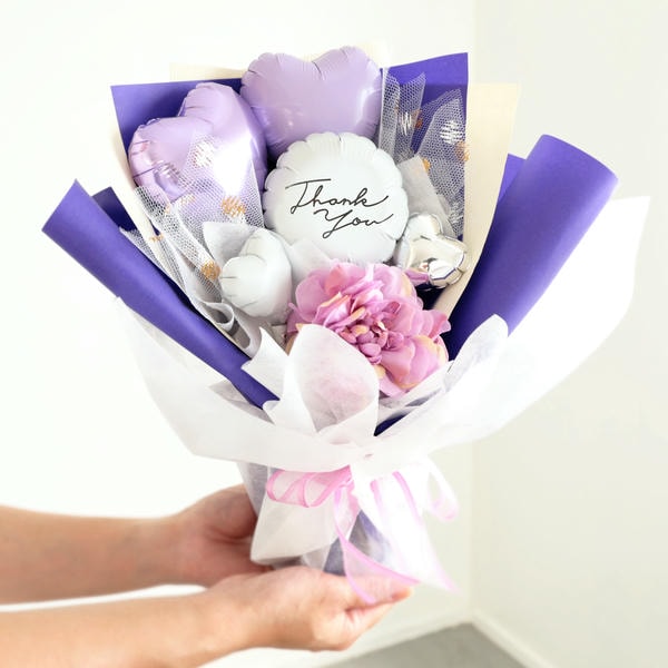 バルーンアレンジ「バルーンドレス」(パープル)「Thank you」【花】【年間ギフト】 商品画像1
