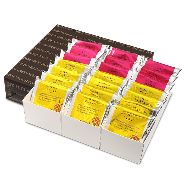 兵庫 マネケン ワッフル詰合せ21個入り (プレーン12、いちご9)【NN】　商品画像1