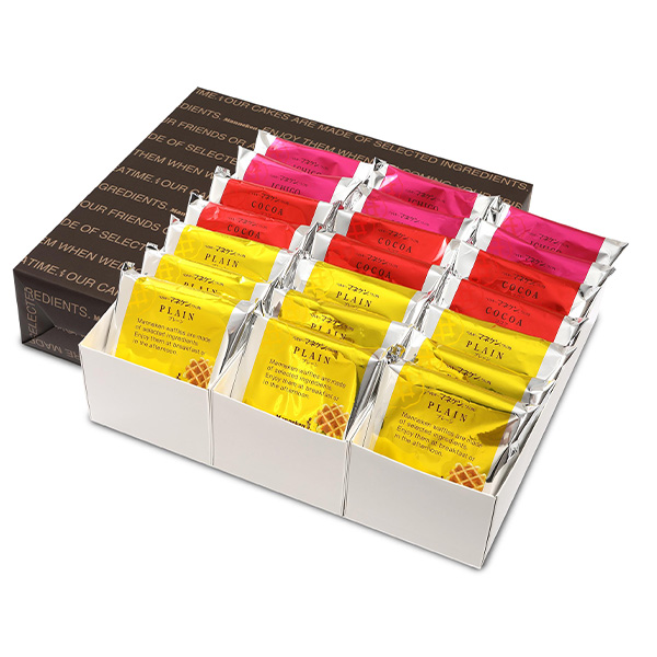 兵庫 マネケン ワッフル詰合せ21個入り (プレーン9、ココア6、いちご6)21-PCIG【NN】　商品画像1