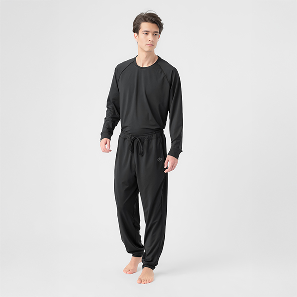 TOPVALU EXセリアント ウェア ルームウエア上下セット(ルーム長袖Tシャツ＆ルームロングパンツ)クロ / サイズM【限定10点】【父の日・ソーシャル対応可】　商品画像1