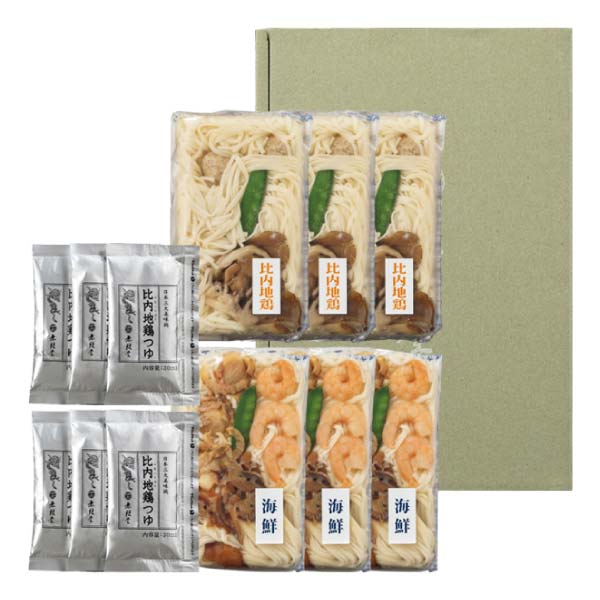 無限堂 レンジ調理 比内地鶏・海鮮煮稲庭うどん【冬の贈りもの・お歳暮】[KBI-DI]　商品画像1