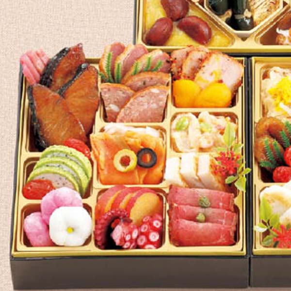 ウェルネス伯養軒 和洋風おせち三段重【白石温麺(紅白)同梱】【3人前・51品目】【イオンのおせち】【関東地区お届け限定】　商品画像2