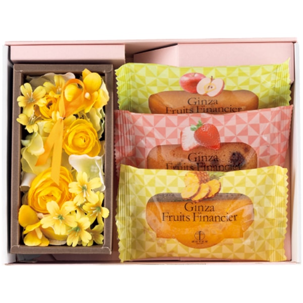 銀座千疋屋 銀座フルーツフィナンシェとアーティフィシャルフラワー(手提げ袋付き)【父の日】　商品画像2
