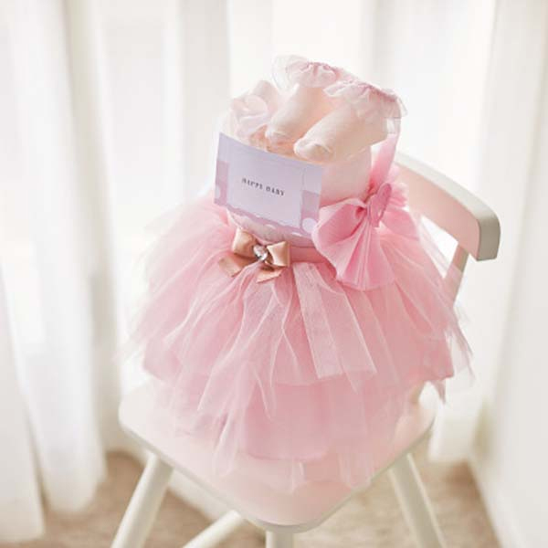 ドレス おむつケーキ ピンク[OM0025-18]【年間ギフト】　商品画像2
