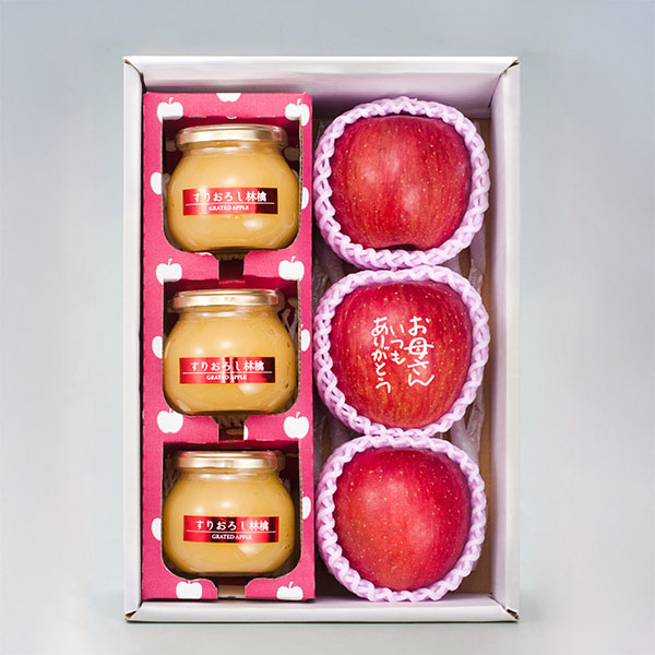 青森県産 メッセージ入り 赤いりんごとすりおろしりんご【母の日】 商品画像2