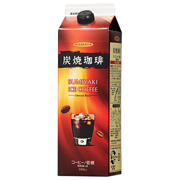 ハマヤ 炭焼アイスコーヒー 低糖 1L×12本【おいしいお取り寄せ】　商品画像2
