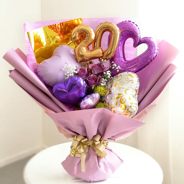 バルーンブーケ「20」(パープル)【花】【年間ギフト】 商品画像2