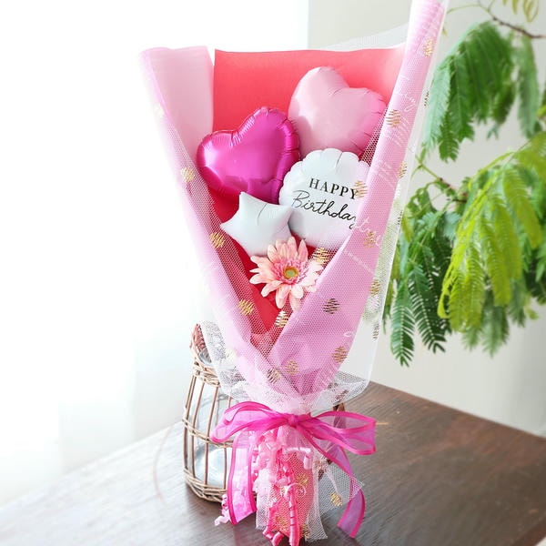 バルーンブーケ「ミニガーベラ」(ピンク)「HappyBirthday」【花】【年間ギフト】　商品画像2