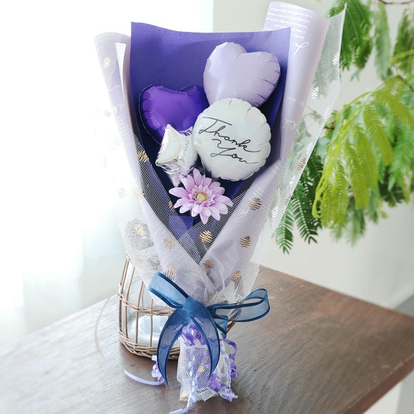 バルーンブーケ「ミニガーベラ」(パープル)「Thank you」【花】【年間ギフト】 商品画像2