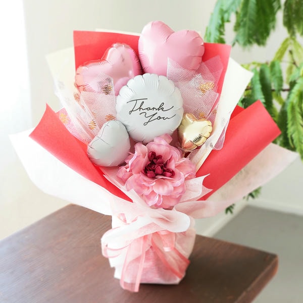 バルーンアレンジ「バルーンドレス」(ピンク)「Thank you」【花】【年間ギフト】　商品画像2