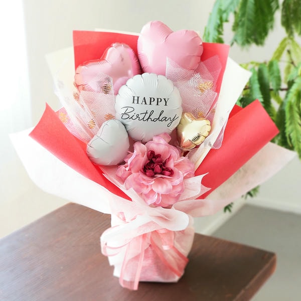 バルーンアレンジ「バルーンドレス」(ピンク)「HappyBirthday」【花】【年間ギフト】　商品画像2