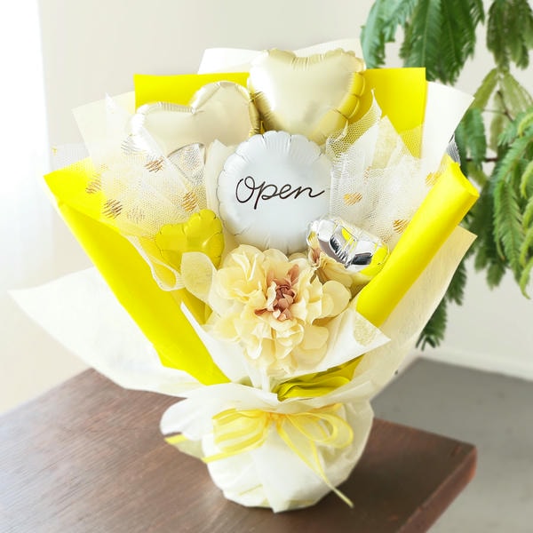 バルーンアレンジ「バルーンドレス」(イエロー)「Open」【花】【年間ギフト】　商品画像2