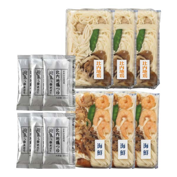 無限堂 レンジ調理 比内地鶏・海鮮煮稲庭うどん【冬の贈りもの・お歳暮】[KBI-DI]　商品画像2