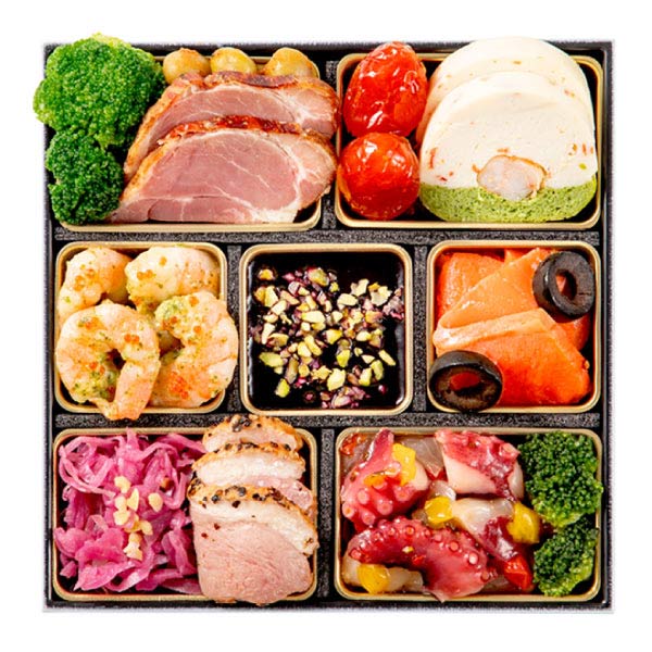 新品未使用　希少　Tupperware 超お得セット！　最終お値下げ トオカツフーズ 和洋中おせち「珠宝小箱瑠璃」三段重【2人前・36