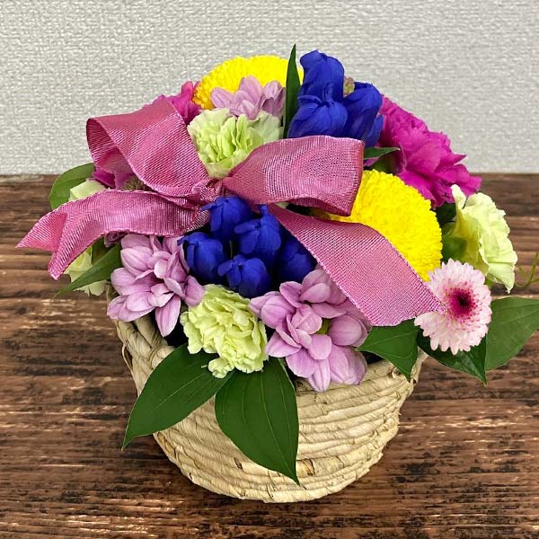茨木春草園 敬老アレンジ「ハッピーフラワー」＋長崎和三盆カステラ【敬老の日】　商品画像3