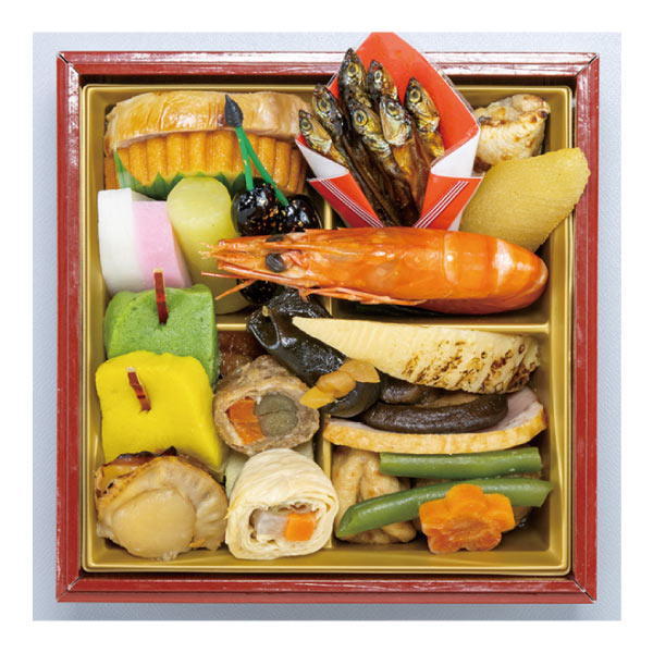 ブラウンお盆付き　お正月　食卓準備okセット　2名様分　映え　華やかなお祝いの席 京都しょうざん 和の個食おせち＆オードブル二段三重【2人前・46
