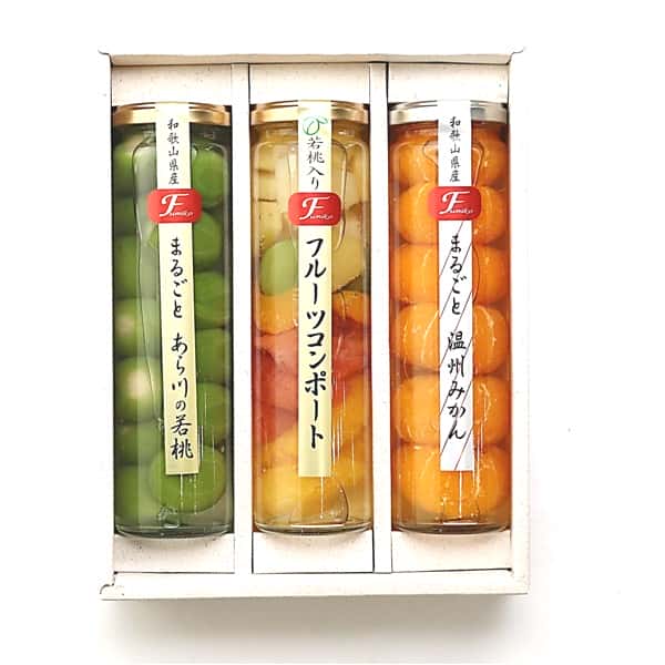 和歌山 ふみこ農園 コンポート 果実の宝石箱 FC-3 コンポートまるごと温州みかん350g、若桃入りフルーツコンポート350g、コンポートまるごとあら川の若桃350g【NN】　商品画像3