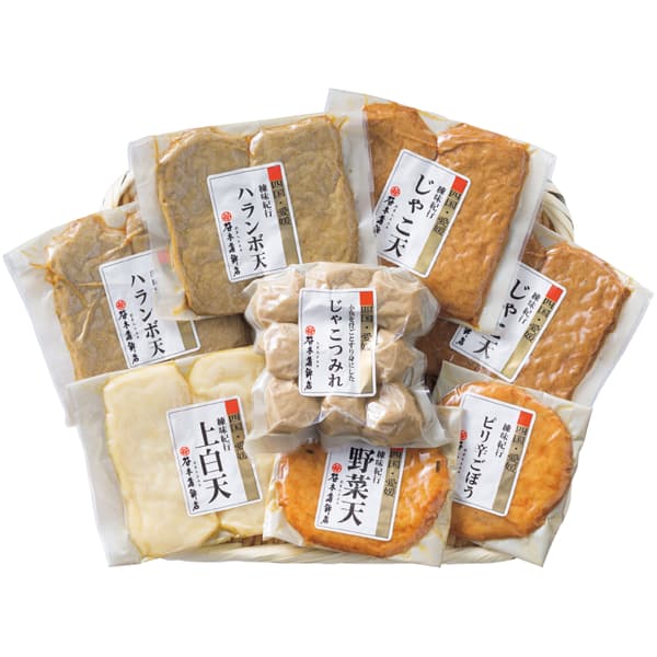 愛媛 谷本蒲鉾店 レンジでじゃこ天詰合せ じゃこ天・ハランボじゃこ天 各4、じゃこつみれ9、上白天2、野菜天、ピリ辛ごぼう天【NN】　商品画像3