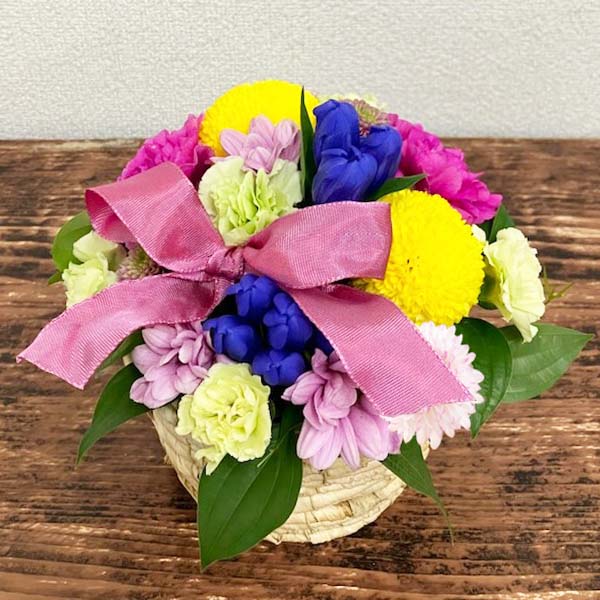 茨木春草園 敬老アレンジ「ハッピーフラワー」＋長崎和三盆カステラ【敬老の日】　商品画像4