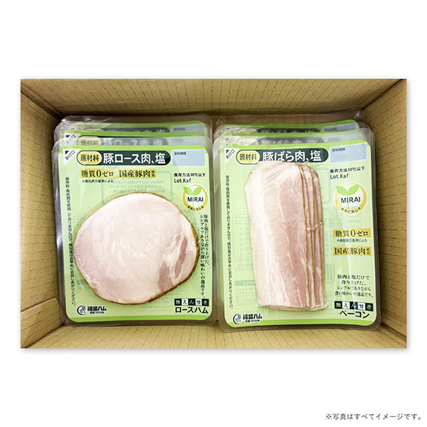 広島福留ハム MIRAI6個セット(ロースハム・ベーコン) MIRAIロースハム(1パックあたり48g)×3・MIRAベーコン(1パックあたり48g)×3【NN】　商品画像7