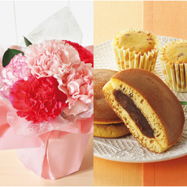 竹中庭園緑化 カーネーションアレンジ＋甘美 どら焼き＆スイートポテト【母の日】　商品画像1