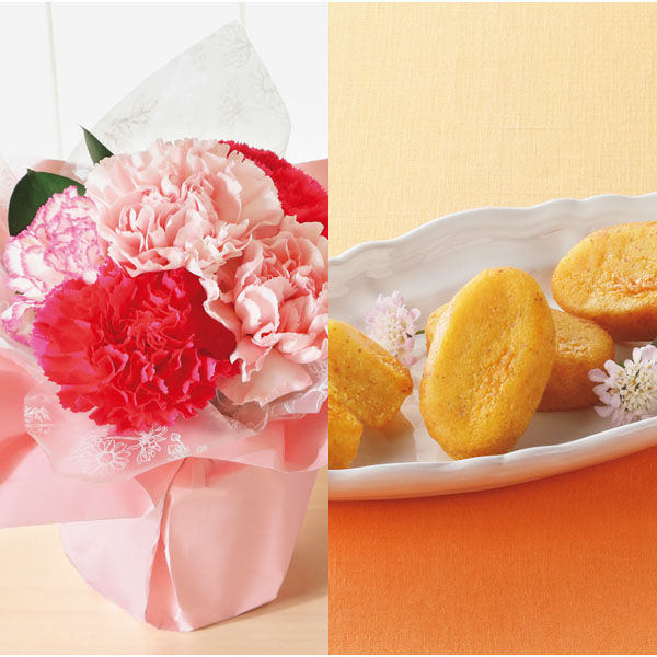 竹中庭園緑化 カーネーションアレンジ＋ひととえ こがね芋【母の日】　商品画像1