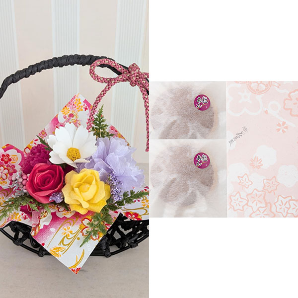 Luna シルクと和紙で彩る花「友禅」+どら焼き【お届け期間:9月12日〜9月15日】【敬老の日】【季節の贈り物&ご褒美ギフト】 Luna シルクと和紙で彩る花「友禅」+どら焼き【お届け期間:9月12日〜9月15日】【敬老の日】【季節の贈り物&ご褒美ギフト】