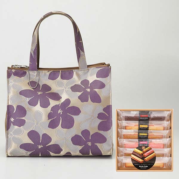 桐生織り＆スティックケーキ 桐生織りジャガード手提げ(ラベンダー)＆スティックケーキ [PAN-03]【母の日】　商品画像1