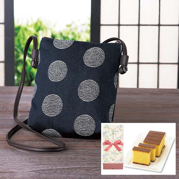 岡山県井原産デニムポシェット 岡山産デニムポシェト＆長崎カステラ [PAN-07]【母の日】　商品画像1