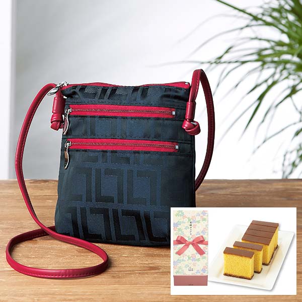 桐生織り＆ベイクドクッキー桐生織りポシェット＆長崎カステラ [PAN-08]【母の日】　商品画像1