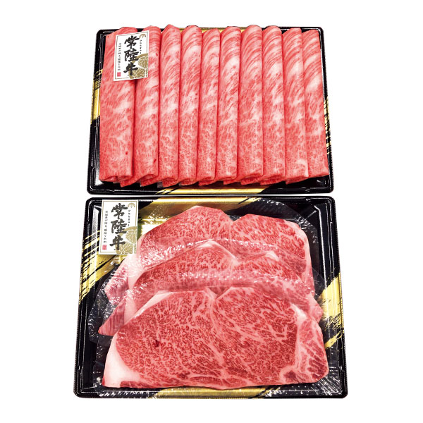 茨城県産常陸牛ステーキ・すきやき食べ比べセット【冬の贈りもの・お歳暮】　商品画像1