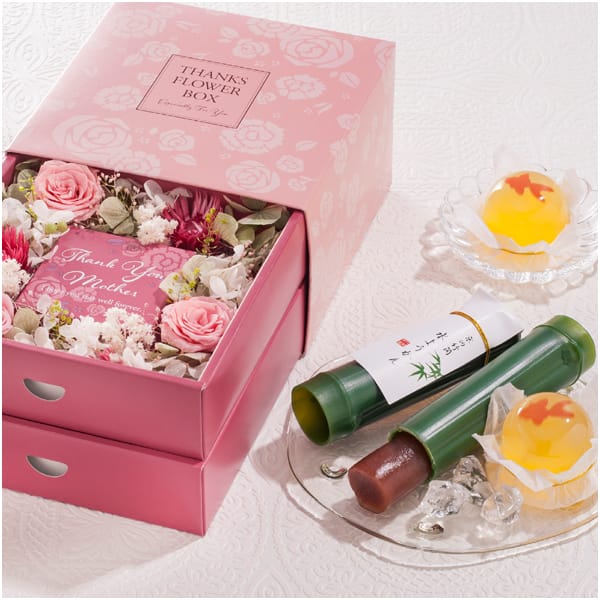 京都 萬屋琳窕 京の竹筒水ようかんと金魚ゼリー＆フラワーBOX【母の日】　商品画像1