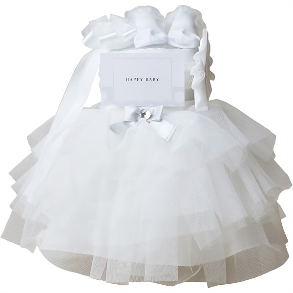 ドレス おむつケーキ 白[OM0023-18]【年間ギフト】　商品画像1