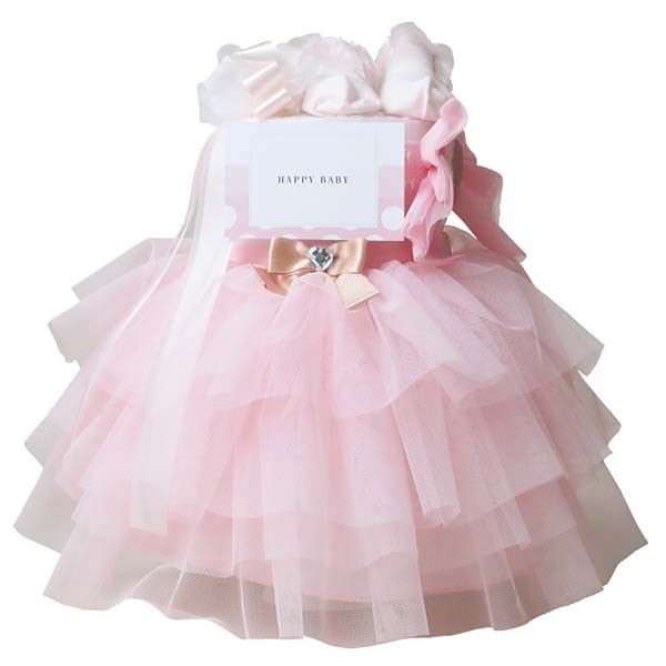 ドレス おむつケーキ ピンク[OM0025-18]【年間ギフト】　商品画像1