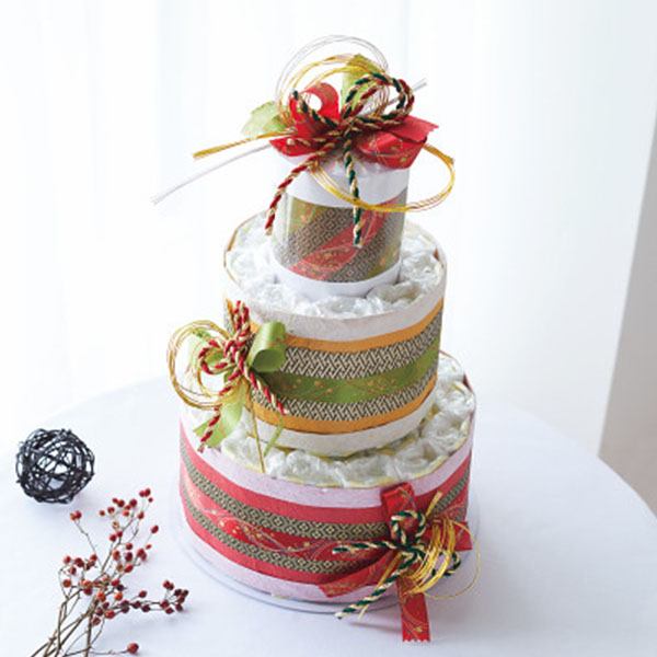 おむつdeケーキ 和柄 水引 2段【年間ギフト】　商品画像1