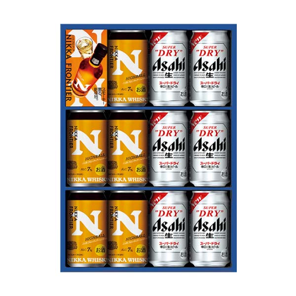 アサヒビール アサヒスーパードライ・ニッカフロンティアハイボールダブルセット【冬の贈りもの・お歳暮】[SD-NF]　商品画像1