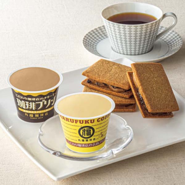 丸福珈琲店 こだわり珈琲店のプリン＆コーヒーレーズンバターサンドセット【冬の贈りもの・お歳暮】[MKP6KS4]　商品画像1