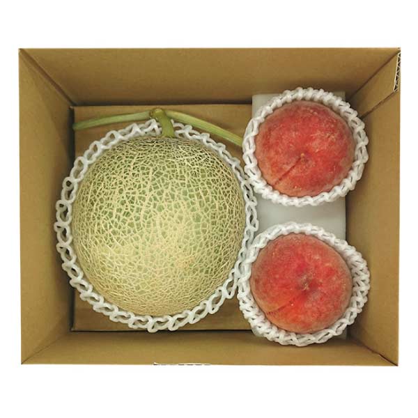 赤肉メロン・桃2個(お届け期間：7/11〜8/15)【夏の贈りもの・お中元】　商品画像1