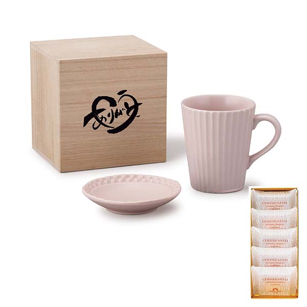 マグ＆クッキー 心づくしマットカラーマグ・プレート＆チーズサンドクッキー [HA-07]【母の日】　商品画像1