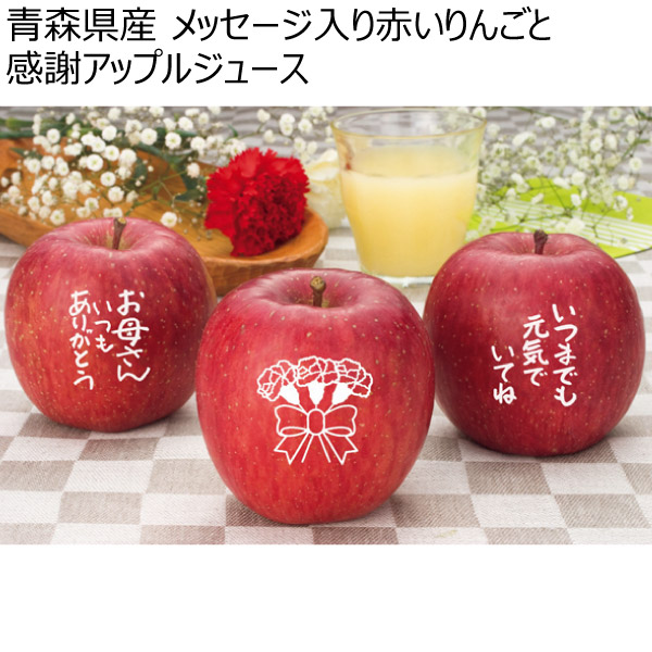 青森県産 メッセージ入り赤いりんごと感謝アップルジュース 【母の日】　商品画像1