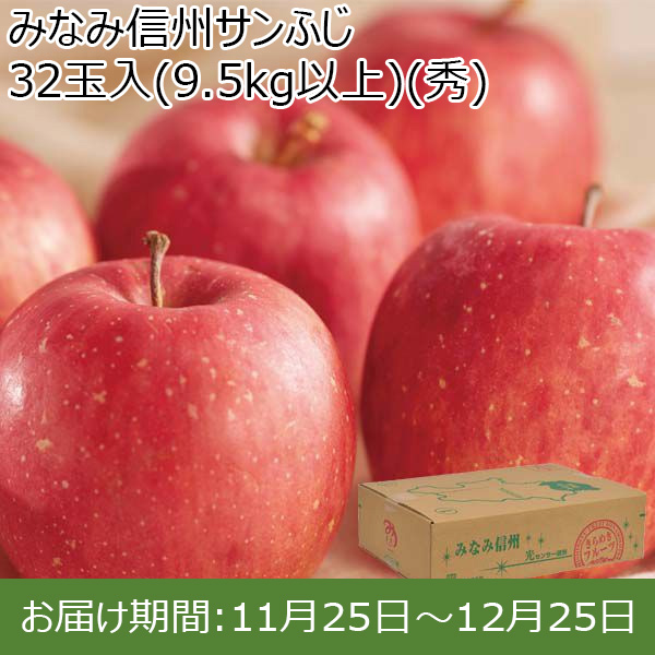 長野県産(JAみなみ信州)みなみ信州サンふじ 32玉入(9.5kg以上)(秀)【お届け期間 11／25〜12／25】【ふるさとの味・北陸信越】　商品画像1