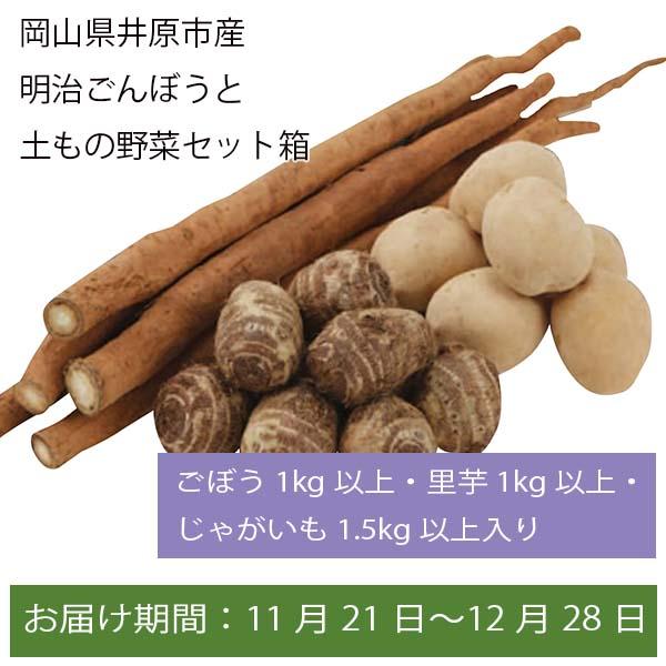 岡山県井原市産 明治ごんぼうと土もの野菜セット ごぼう1kg以上・里芋1kg以上・じゃがいも1.5kg以上入【お届け期間:11月21日〜12月28日】【ふるさとの味・中四国】　商品画像1