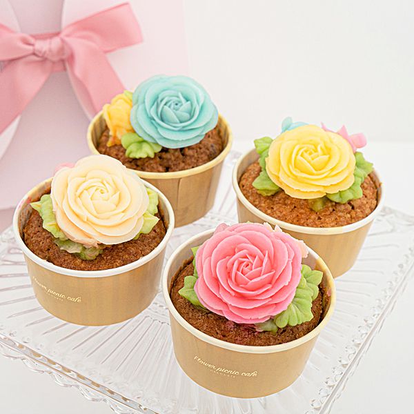 フラワーピクニックカフェ 食べられるお花のカップケーキ４個セット 母の日 4個 イオンショップ イオンショップ
