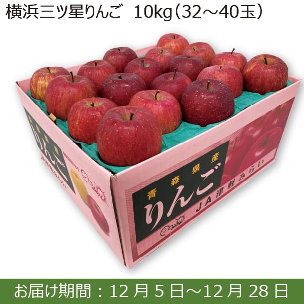 青森県JA津軽みらい 横浜三ツ星りんご(10kg 32玉〜40玉)【お届け期間：12/5(木)〜12/28(土)】【ふるさとの味・南関東】　商品画像1