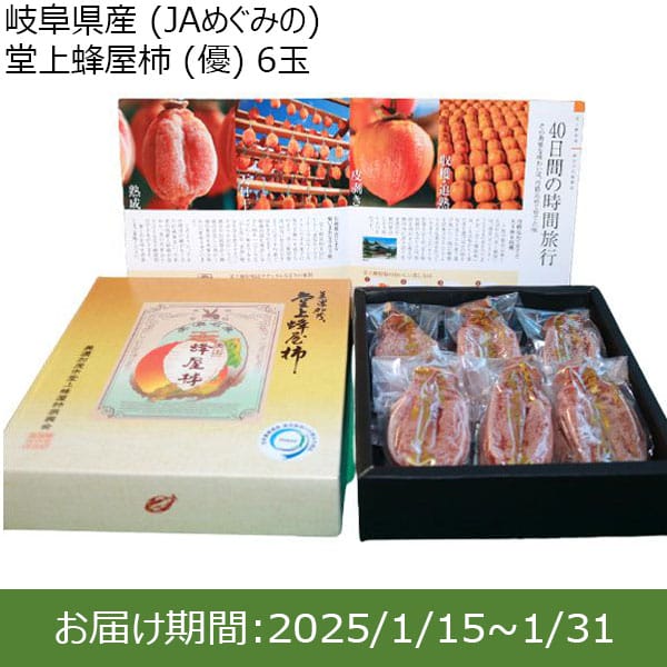 岐阜県産(JAめぐみの)堂上蜂屋柿(優)6玉【限定30点】【お届け期間：1/15(水)〜1/31(金)】【ふるさとの味・東海】　商品画像1