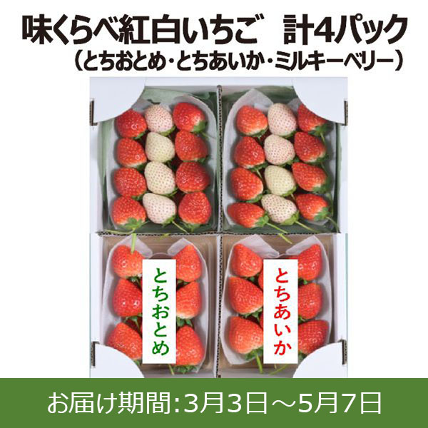 栃木県産フレッシュ園渡辺 味くらべ紅白いちご(とちおとめ・とちあいか 