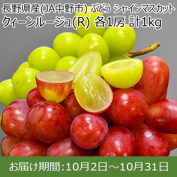 長野県産(JA中野市) ぶどう シャインマスカット クィーンルージュ(R) 各1房 計1kg【お届け期間：10月2日〜10月31日】【イオンカード会員限定9月】　商品画像1