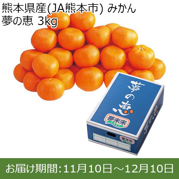 熊本県産(JA熊本市) みかん 夢の恵 3kg【限定100点】【お届け期間：11月10日〜12月10日】【おいしいお取り寄せ】　商品画像1