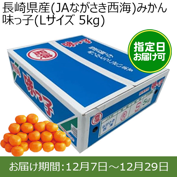 長崎県産(JAながさき西海)みかん 味っ子(Lサイズ 5kg) 糖度13度 指定日お届け可【限定100点】【お届け期間:12月7日〜12月29日】【おいしいお取り寄せ】　商品画像1